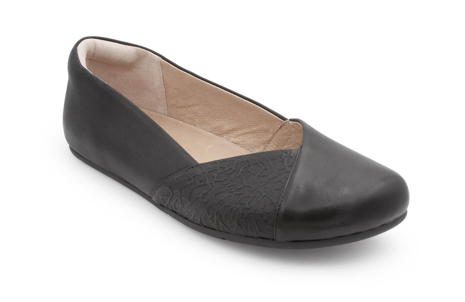 Ladies black sales leather ballet pumps