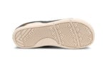 Kona women&#039;s asphalt gray beach-style slip-on shoe with white sole, bottom sole view