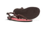 Aqua Cloud women's morel brown and coral pink sandals, angle and sole views