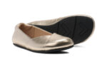 Phoenix Leather women's gold metallic dressy flats, angle and sole views