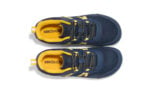 Prio youth navy blue and yellow athletic shoes, top view