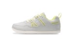 Prio youth light gray and yellow athletic shoes, side view