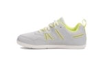 Prio youth light gray and yellow athletic shoes, side view