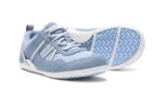 Prio women's dusty blue athletic shoes, angle and sole views