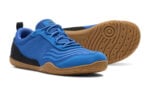 360 men's blue and black workout shoes, angle and sole views