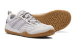 360 men's light gray workout shoes, angle and sole views